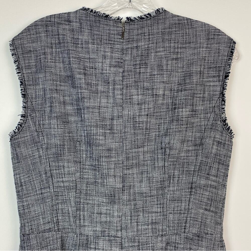 Rebecca Taylor Women's Sleeveless Slub Twill Dress Black and White Size 8 - Picture 9 of 11